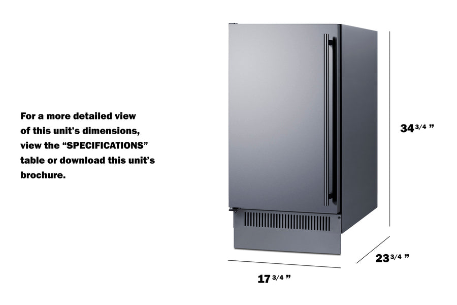 18" Wide Clear Icemaker (Model BIM182LHD)