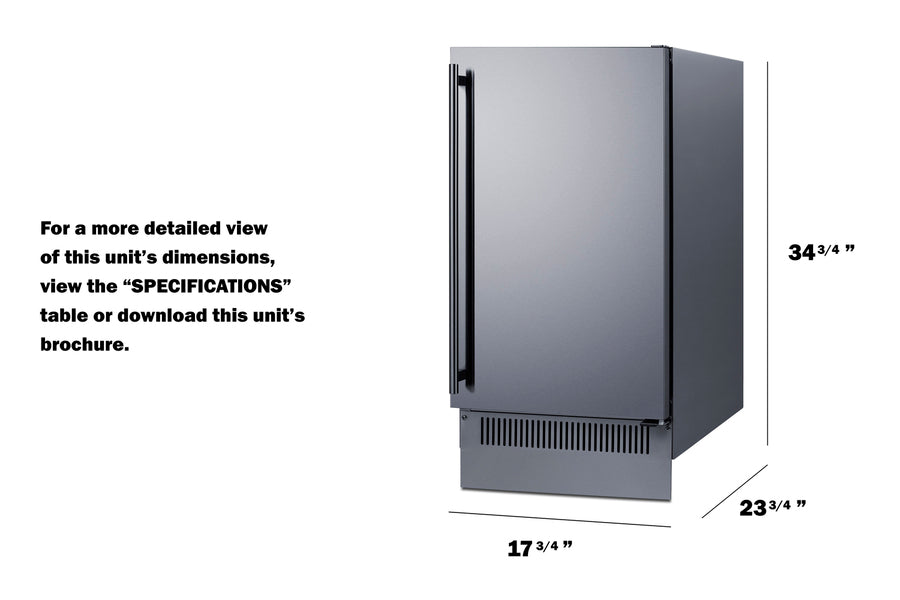 18" wide clear icemaker in ADA height for outdoor use, ADA (Model BIM182OSADALHD)