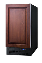 Accucold 18" wide ADA compliant built-in undercounter manual defrost crescent icemaker with panel-ready door; no drain required, ADA (Model BIM18IFADA)