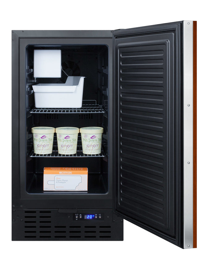 Accucold 18" wide ADA compliant built-in undercounter manual defrost crescent icemaker with panel-ready door; no drain required, ADA (Model BIM18IFADA)