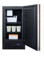18" wide ADA compliant built-in undercounter manual defrost crescent icemaker with panel-ready door; no drain required, 