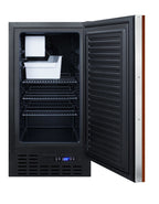 18" wide ADA compliant built-in undercounter manual defrost crescent icemaker with panel-ready door; no drain required, 