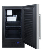 18" wide ADA compliant built-in undercounter manual defrost crescent icemaker with stainless steel door; no drain requir