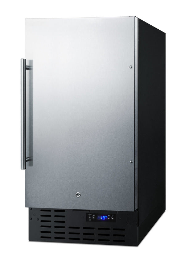 Accucold 18" Wide Built-in Undercounter Manual Defrost Crescent Icemaker with Stainless Steel Door; no Drain Required (Model BIM18SS)