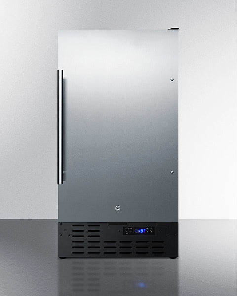 Accucold 18" Wide Built-in Undercounter Manual Defrost Crescent Icemaker with Panel-ready Door; no Drain Required