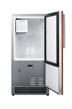 Built-in Undercounter Manual Defrost Icemaker with Complete Stainless Steel Wrapped Exterior Finish; no Drain Required - Open