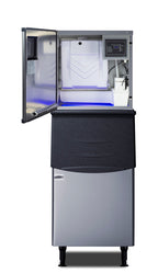 350 Pound clear ice maker with storage bin - Open