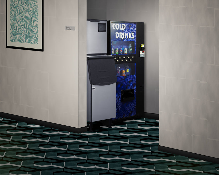 350 Pound clear ice maker with storage bin - Set