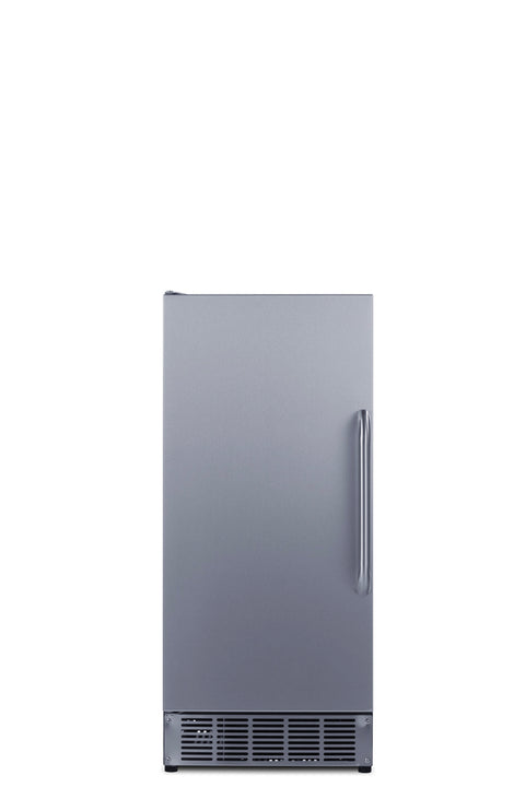 Accucold 15" wide outdoor built-in undercounter NSF-listed clear icemaker with automatic defrost and internal pump (Model BIM47OS)