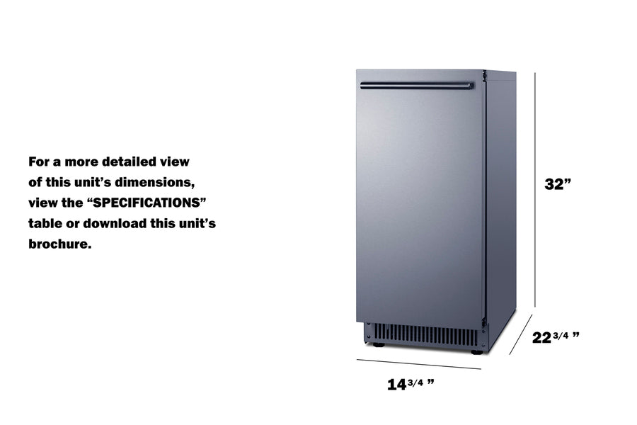 15" Wide 68 Pound Clear Icemaker, ADA (Model BIM62ADA)