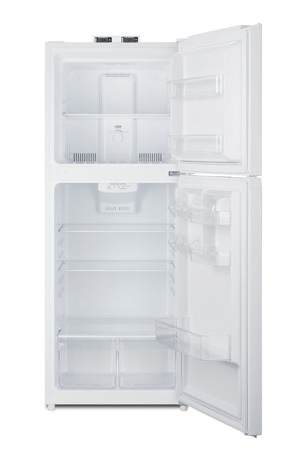 Frost-free break room refrigerator-freezer with NIST calibrated alarm/thermometers (Model BKRF1088W) - Open