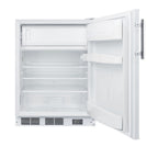 Accucold Counter height break room refrigerator-freezer in white with NIST, Left Hinge – BKRF661LHD - Open