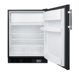 Accucold Counter height break room refrigerator-freezer in black with NIST, Left Hinge – BKRF663BLHD - Open