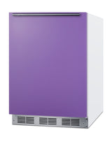 Accucold Undercounter 24" refrigerator-freezer for residential use with lavender purple door, stainless steel handle, and white (Model BRF611WHPLHD)