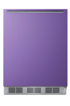 Accucold Undercounter 24" refrigerator-freezer for residential use with lavender purple door, stainless steel handle, and white (Model BRF611WHPLHD)