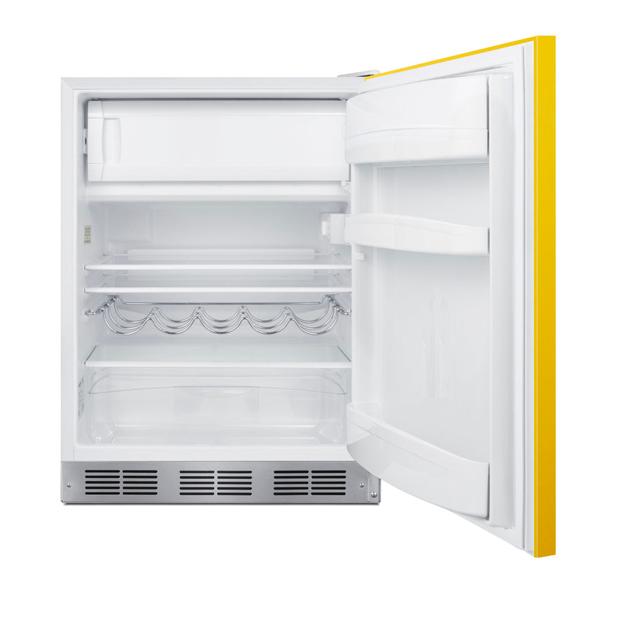 Ada Height 24" Refrigerator-freezer for Residential Use with Saffron Gold Door - Open