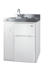 30" wide all-in-one kitchenette with 2-burner 115V smooth-top cooktop, refrigerator-freezer, sink, and storage cabinet - Angle