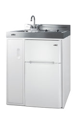 30" wide all-in-one kitchenette with 2-burner 115V smooth-top cooktop, refrigerator-freezer, sink, and storage cabinet - Angle