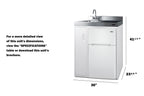 30" wide all-in-one kitchenette with 2-burner 115V induction cooktop, refrigerator-freezer, sink, and storage cabinet