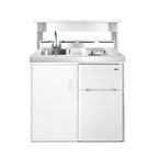 39" wide all-in-one kitchenette with 2-burner 115V smooth-top cooktop, refrigerator-freezer, sink, and storage cabinet (Model C39ELGLASS) - Appstation
