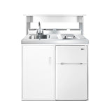 39" wide all-in-one kitchenette with 2-burner 115V smooth-top cooktop, refrigerator-freezer, sink, and storage cabinet (Model C39ELGLASS) - Appstation