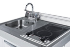 39" wide all-in-one kitchenette with 2-burner 115V smooth-top cooktop, refrigerator-freezer, sink, and storage cabinet (Model C39ELGLASS) - Detail