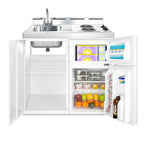 39" wide all-in-one kitchenette with 2-burner 115V coil cooktop, refrigerator-freezer, sink, and storage cabinet - Full