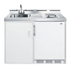 48" wide all-in-one kitchenette with 2-burner 115V radiant cooktop, refrigerator-freezer, and no-plumbing sink with wate - Front