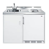 48" wide all-in-one kitchenette with 2-burner 115V radiant cooktop, refrigerator-freezer, and no-plumbing sink with wate - Front