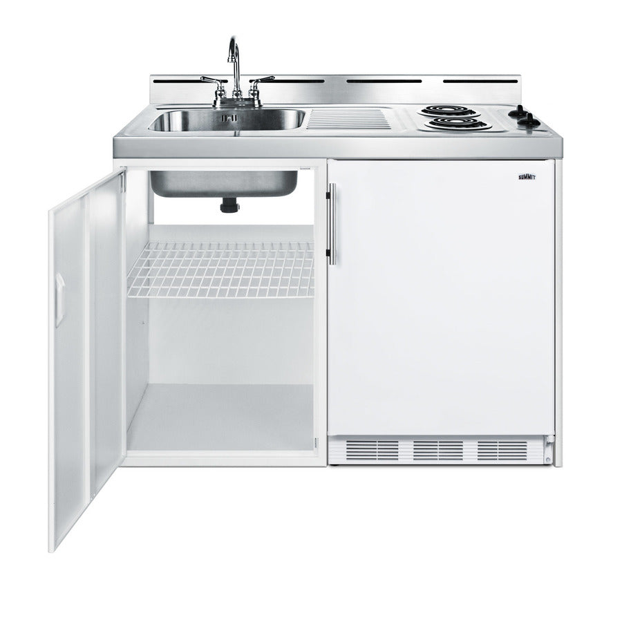 Accucold 48" wide all-in-one kitchenette with two coil burners – C48EL - Open
