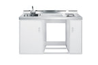 Accucold 60" wide all-in-one kitchenette with 2-burner 115V smooth top cooktop, sink, and storage cabinet; refrigerator not inclu