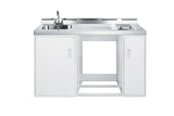 Accucold 60" wide all-in-one kitchenette with 2-burner 115V smooth top cooktop, sink, and storage cabinet; refrigerator not inclu