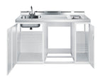 Accucold 60" wide all-in-one kitchenette with 2-burner 115V smooth top cooktop, sink, and storage cabinet; refrigerator not inclu