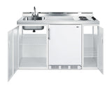 60" wide all-in-one kitchenette with 2-burner 115V coil cooktop, refrigerator-freezer, sink, and storage cabinet (Model C60EL) - Open