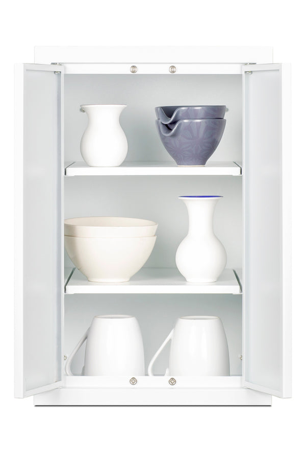 Accucold 12" wide wall cabinet with powder coated metal construction in a white finish – CAB1218TALLWH