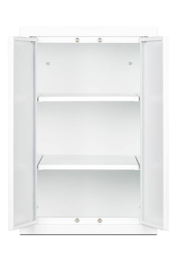 Accucold 12" wide wall cabinet with powder coated metal construction in a white finish – CAB1218TALLWH