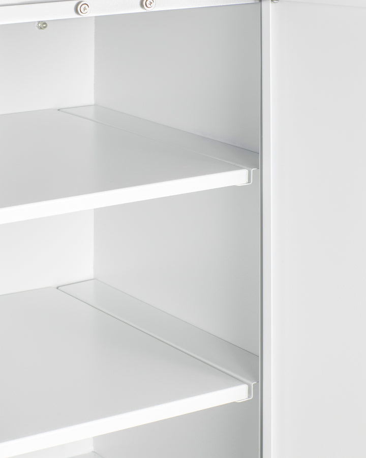 Accucold 12" wide wall cabinet with powder coated metal construction in a white finish – CAB1218TALLWH