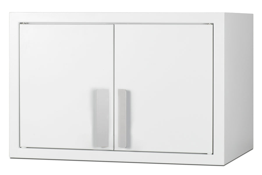 Accucold 18" wide wall cabinet with powder coated metal construction in a white finish – CAB1812WHITE - Angle