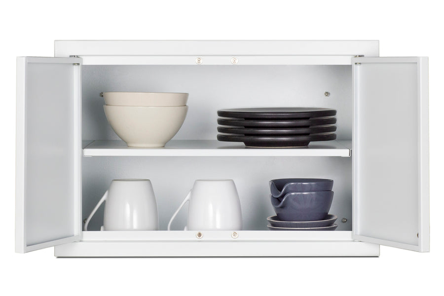 Accucold 18" wide wall cabinet with powder coated metal construction in a white finish – CAB1812WHITE - Full