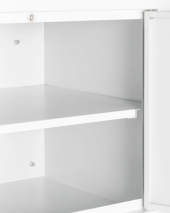 Accucold 18" wide wall cabinet with powder coated metal construction in a white finish – CAB1812WHITE - Detail