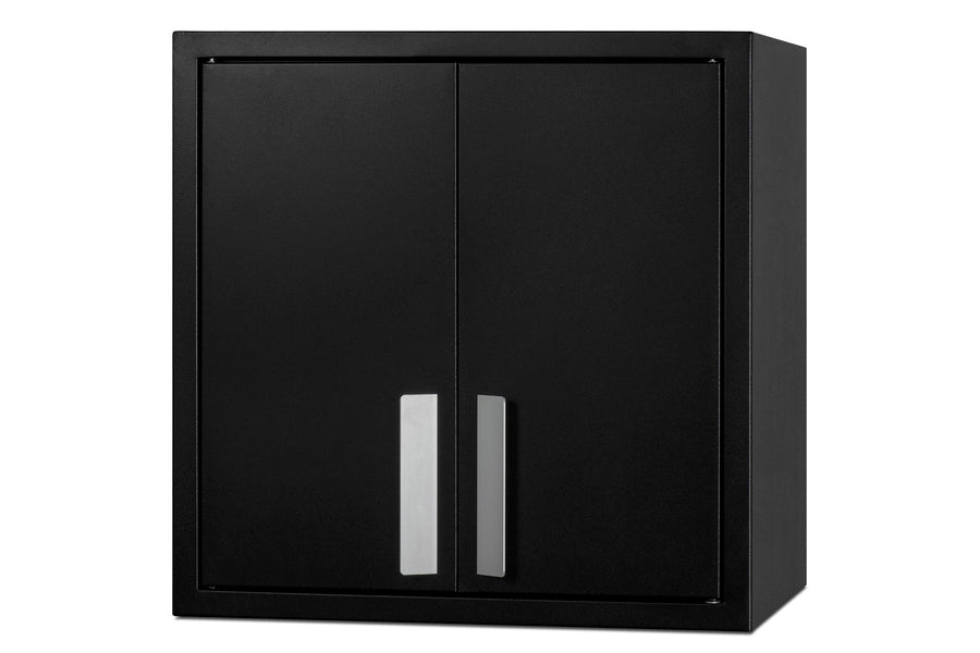 Accucold 18" wide wall cabinet with powder coated metal construction in a black finish – CAB18TALLBLK - Angle