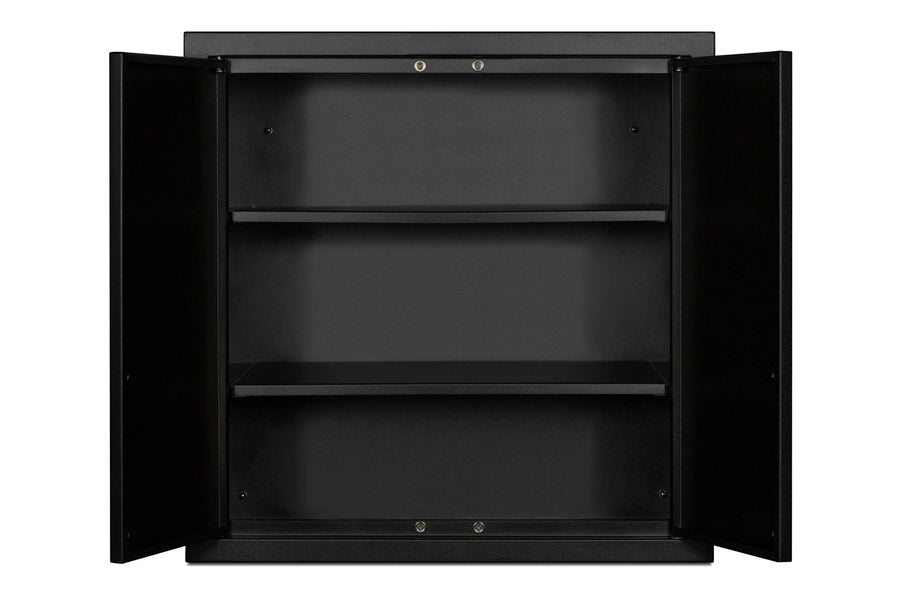 Accucold 18" wide wall cabinet with powder coated metal construction in a black finish – CAB18TALLBLK - Open