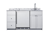 63" wide Turnkey Kitchen with sink, cooktop, and refrigerator-freezer (Model CALDERAWH33I)
