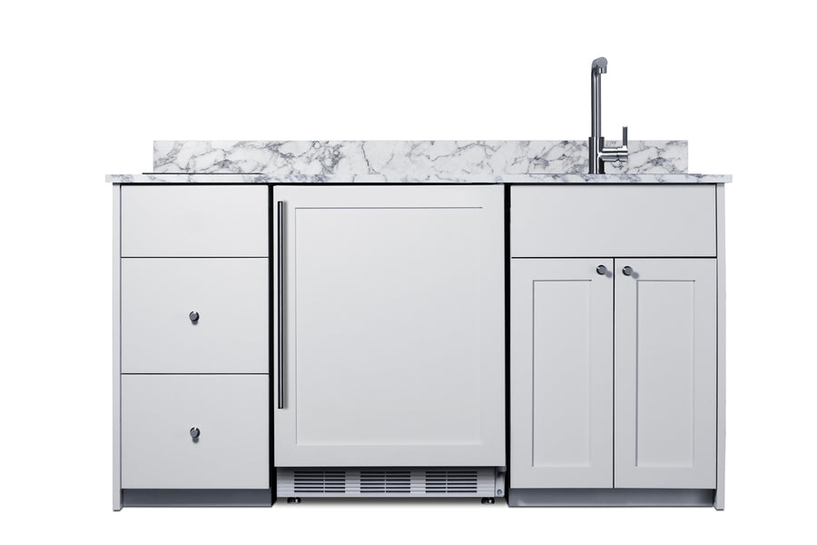 63" wide Turnkey Kitchen with sink, cooktop, and refrigerator-freezer (Model CALDERAWH33I)
