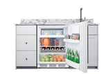 63" wide Turnkey Kitchen with sink, cooktop, and refrigerator-freezer (Model CALDERAWH33I)