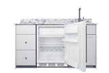 63" wide Turnkey Kitchen with sink, cooktop, and refrigerator-freezer (Model CALDERAWH33I)