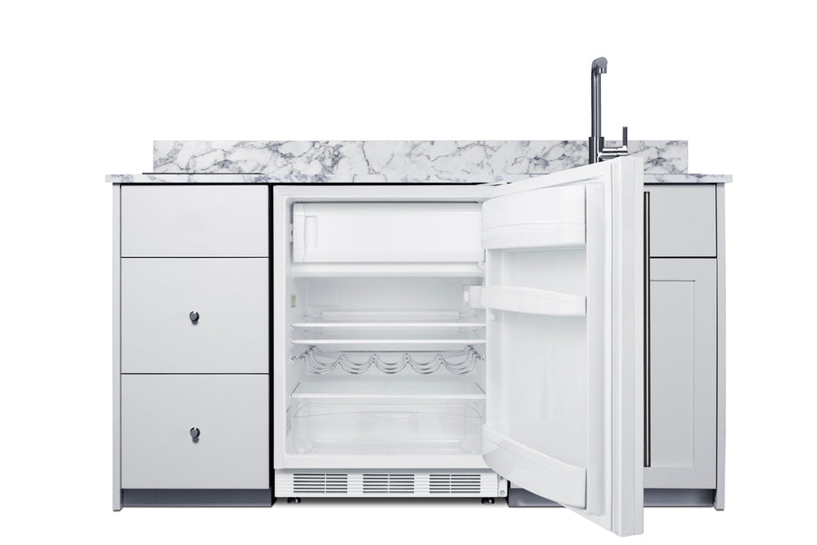 63" wide Turnkey Kitchen with sink, cooktop, and refrigerator-freezer (Model CALDERAWH33I)