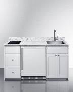 63" wide Turnkey Kitchen with sink, cooktop, and refrigerator-freezer (Model CALDERAWH33I)