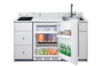 63" wide Turnkey Kitchen with sink, cooktop, and refrigerator-freezer (Model CALDERAWH33I)