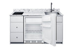 63" wide Turnkey Kitchen with sink, cooktop, and refrigerator-freezer (Model CALDERAWH33I)